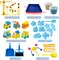 Summer Play Construction Sand Kit - 3lbs Sand with 2 Colors, 6 Mini Construction Trucks, Construction Toys and Signs, Animal Mold, Modeling Tools, Foldable Sandbox, Gifts for Boys Girls